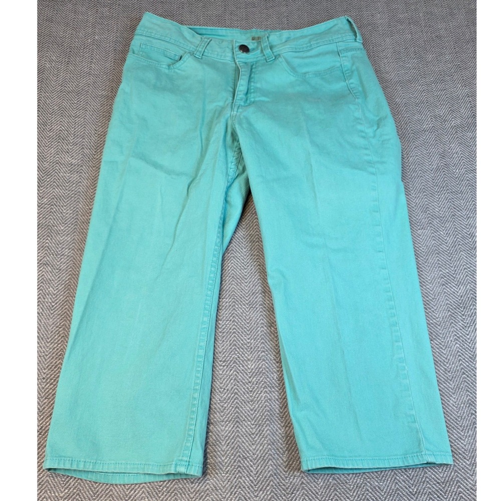 Riders by Lee Womens Turquoise Aqua Mid Rise Cropped Wide Leg Pants Size 12P